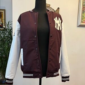 Nike Maroon and White NY yankees Jacket